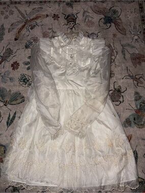VTG 70s Madonna by Haddad Christening Baptism Gown Organza Lace